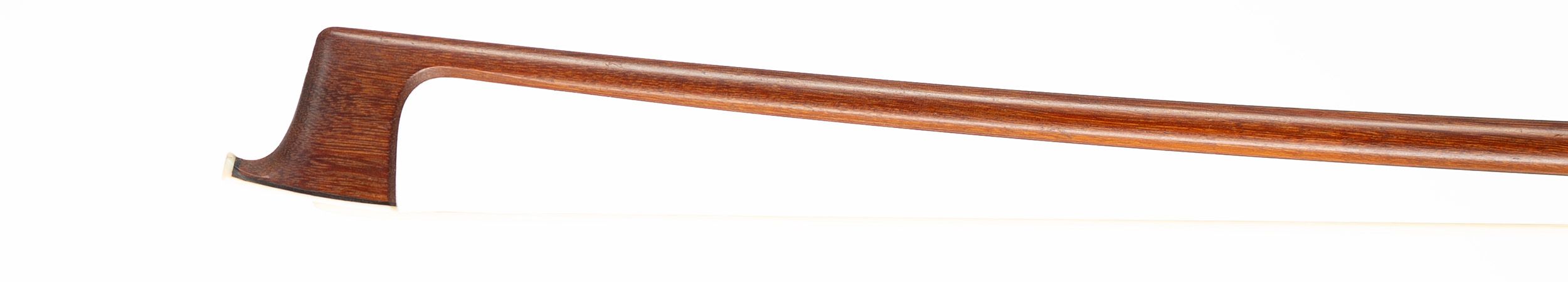 A silver-mounted violin bow by John Clutterbuck, England, circa 1970 — head