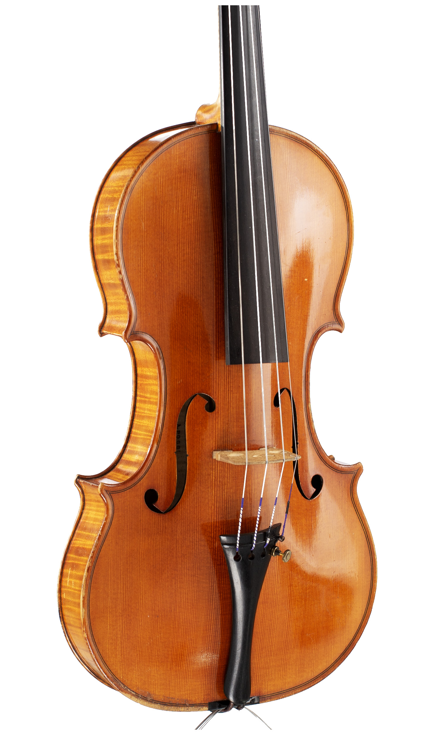 A violin by Ansaldo Poggi, Bologna, 1958 — angled view, 30°