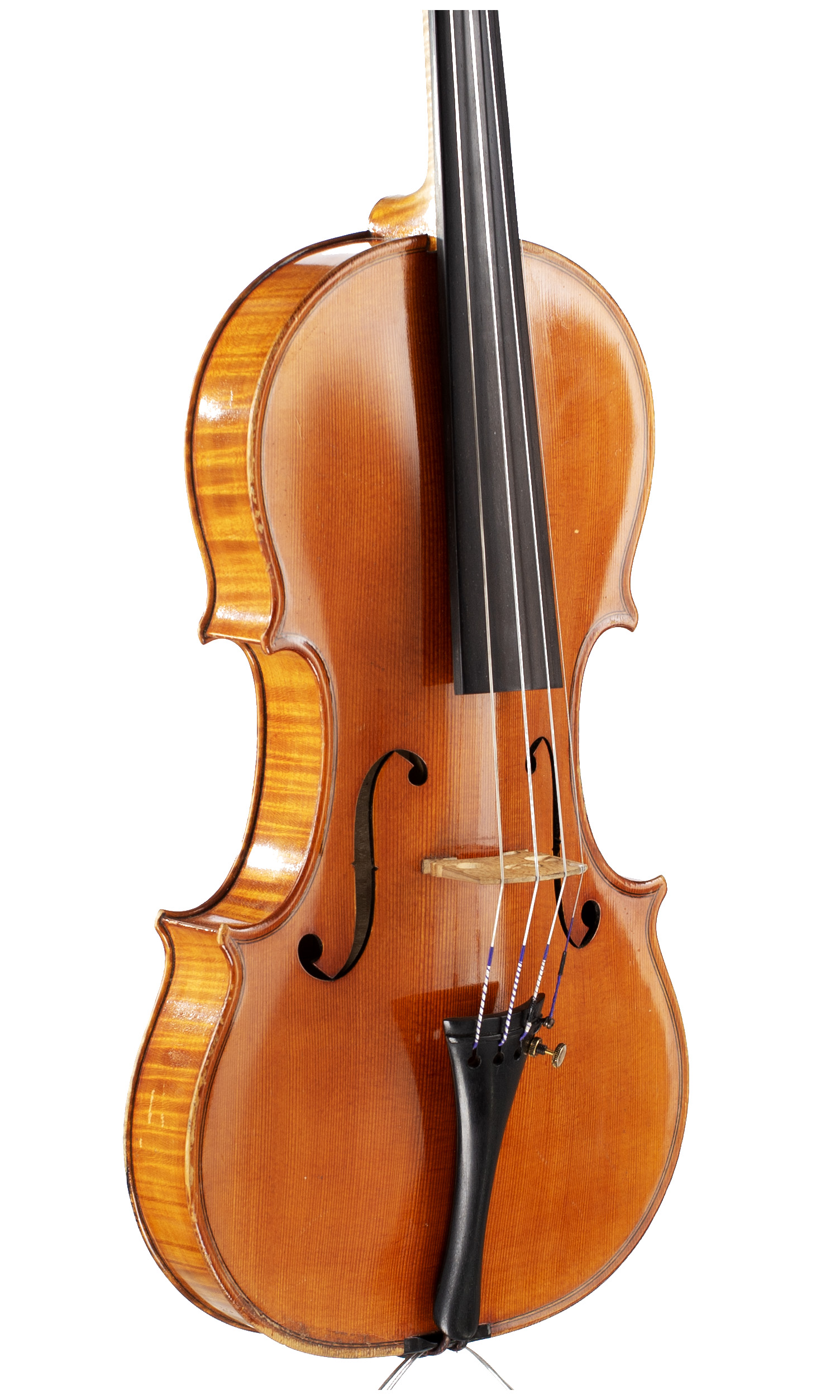 A violin by Ansaldo Poggi, Bologna, 1958 — angled view, 40°