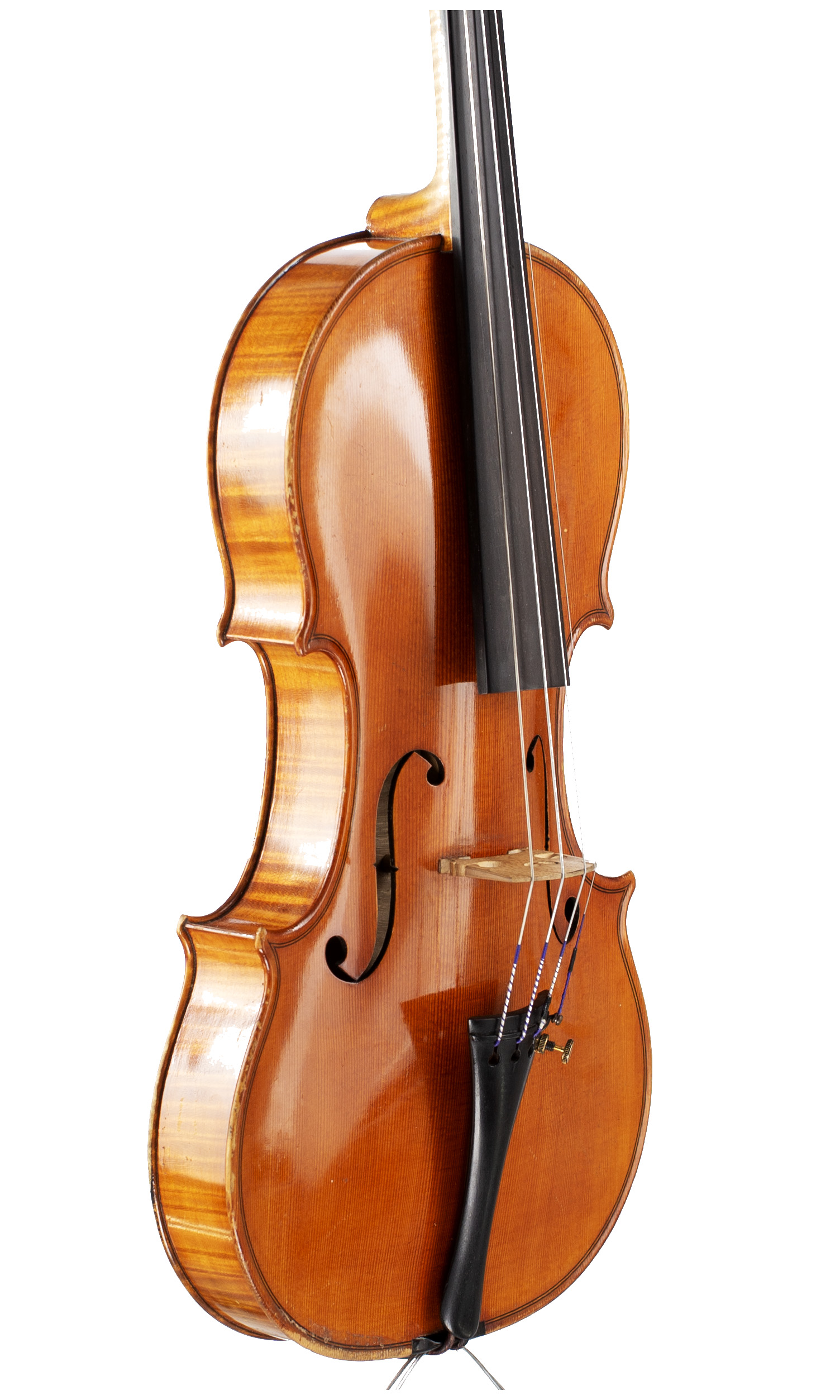 A violin by Ansaldo Poggi, Bologna, 1958 — angled view, 50°