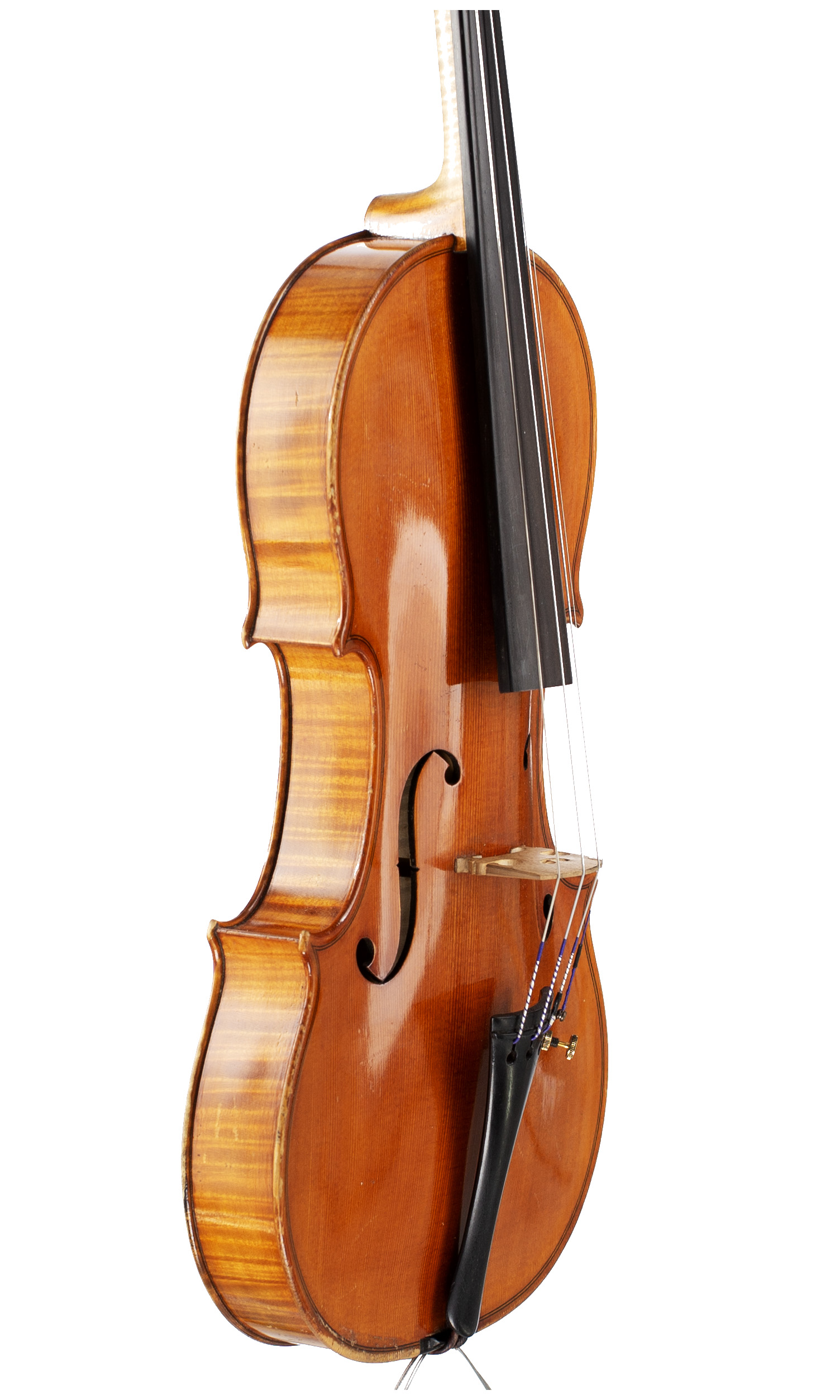 A violin by Ansaldo Poggi, Bologna, 1958 — angled view, 60°