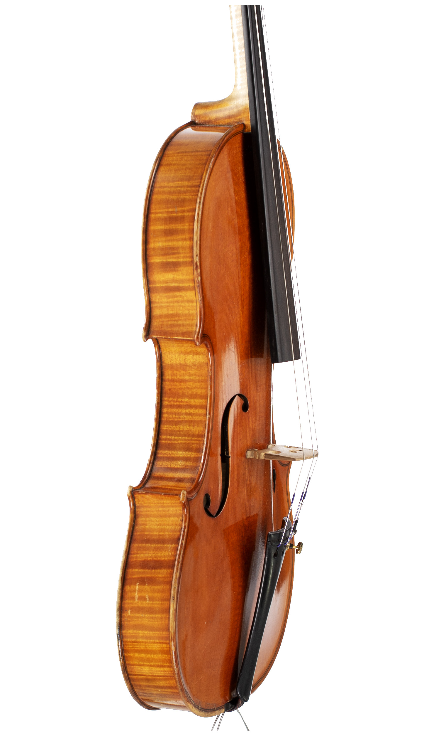 A violin by Ansaldo Poggi, Bologna, 1958 — angled view, 70°