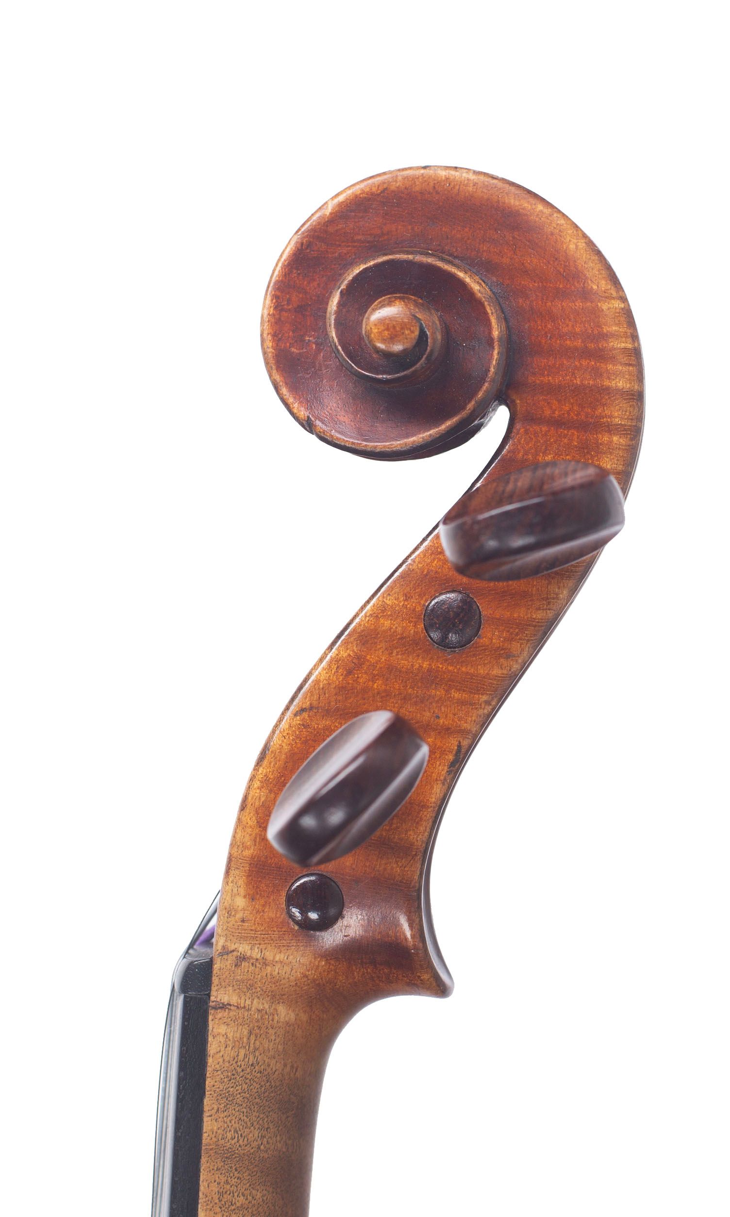 Violin by Joseph Chevrier, Mirecourt, circa 1890 — scroll