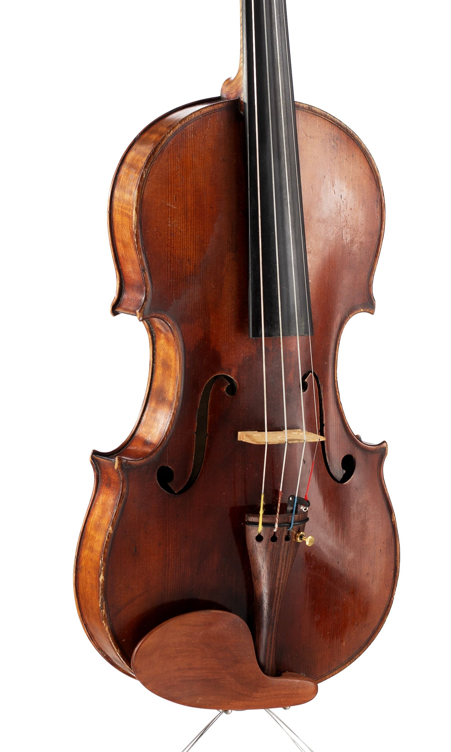 Violin by Joseph Chevrier, Mirecourt, circa 1890 — angled view, 30°