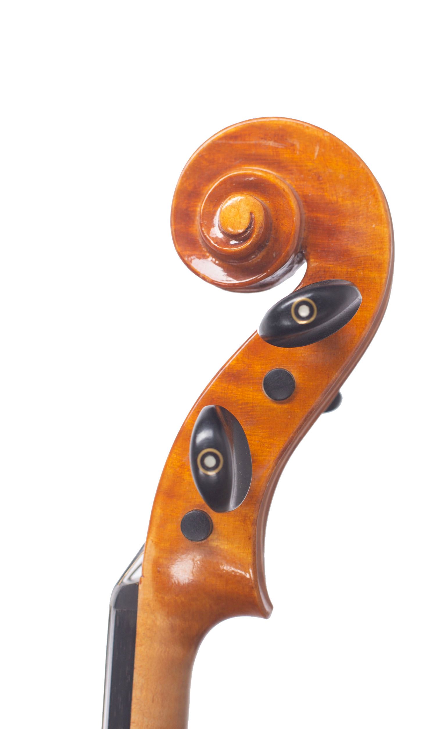 Violin, Workshop of Ernst Heinrich Roth, Bubenreuth, 1979 — scroll