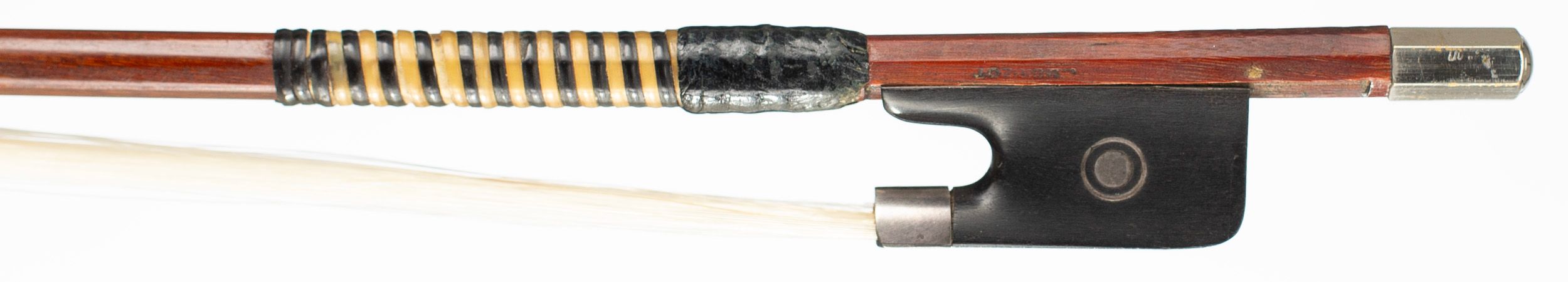 A silver-mounted violin bow by Louis Morizot, France — frog