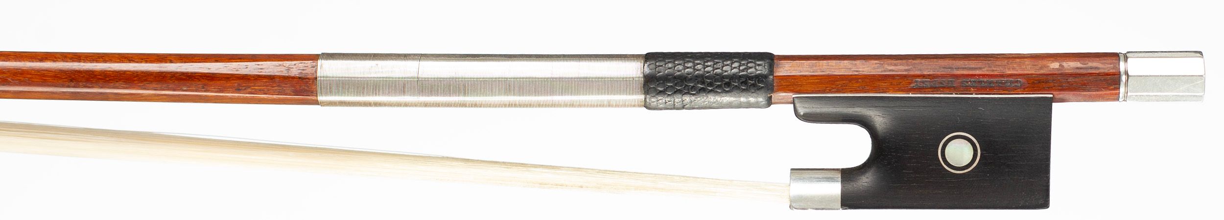 A silver-mounted violin bow by Charles Espey, Port Townsend, circa 1990 — frog