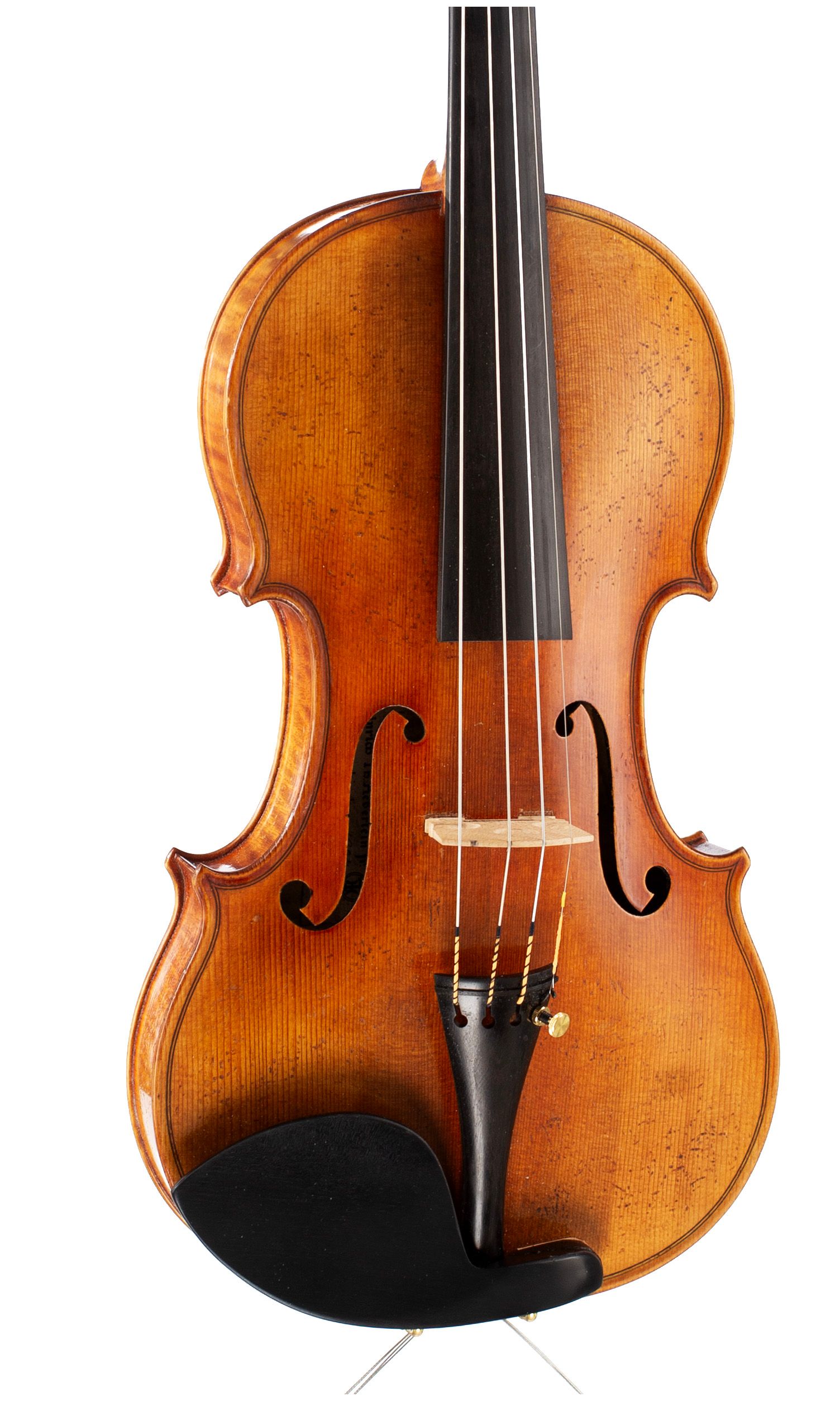 Violin by Heinrich Th. Heberlein, Markneukirchen, 1927 — angled view, 20°