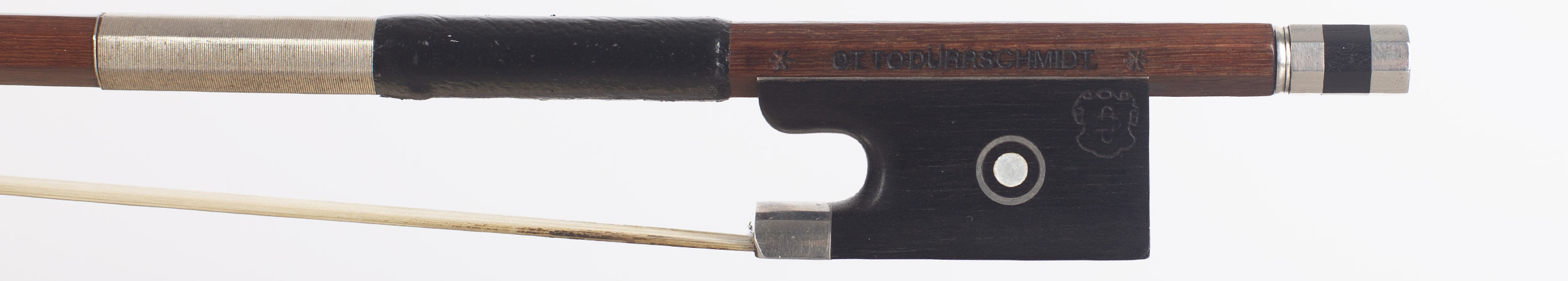 A silver-mounted violin bow by Otto Dürrschmidt, Germany — frog