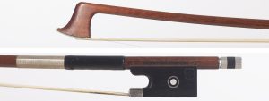 A silver-mounted violin bow by Otto Dürrschmidt, Germany — head and frog