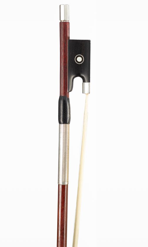 A silver-mounted violin bow by Max Millant, Paris, circa 1970 — frog detail