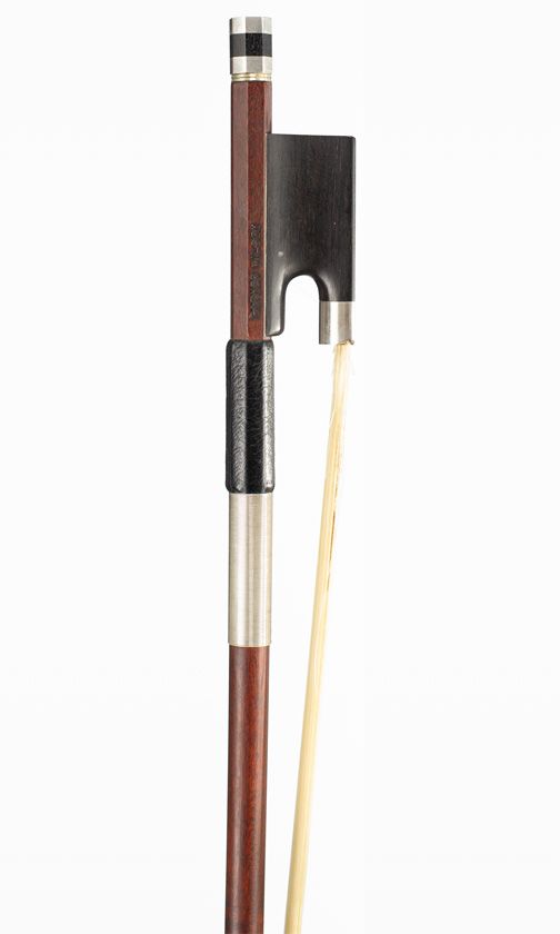 A silver-mounted viola bow by Garner Wilson, Scotland, circa 1990 — frog detail
