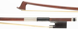 A silver-mounted viola bow by Garner Wilson, Scotland, circa 1990 — head and frog