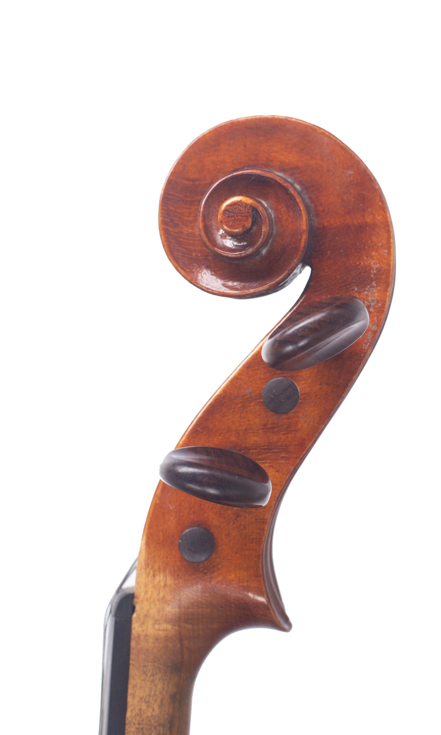 Violin, Workshop of Jérôme Thibouville-Lamy, Mirecourt, circa 1920 — scroll