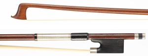 A silver-mounted violin bow by Otto Dürrschmridt, Germany — head and frog