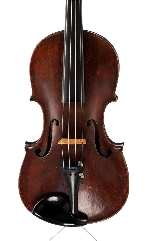 Violin, labelled Repaired by H. Stoneman, Exeter, 1924 — front