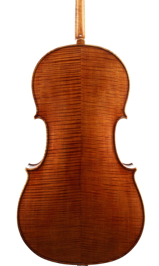 A cello by John William Owens, Leeds, 1905 — back