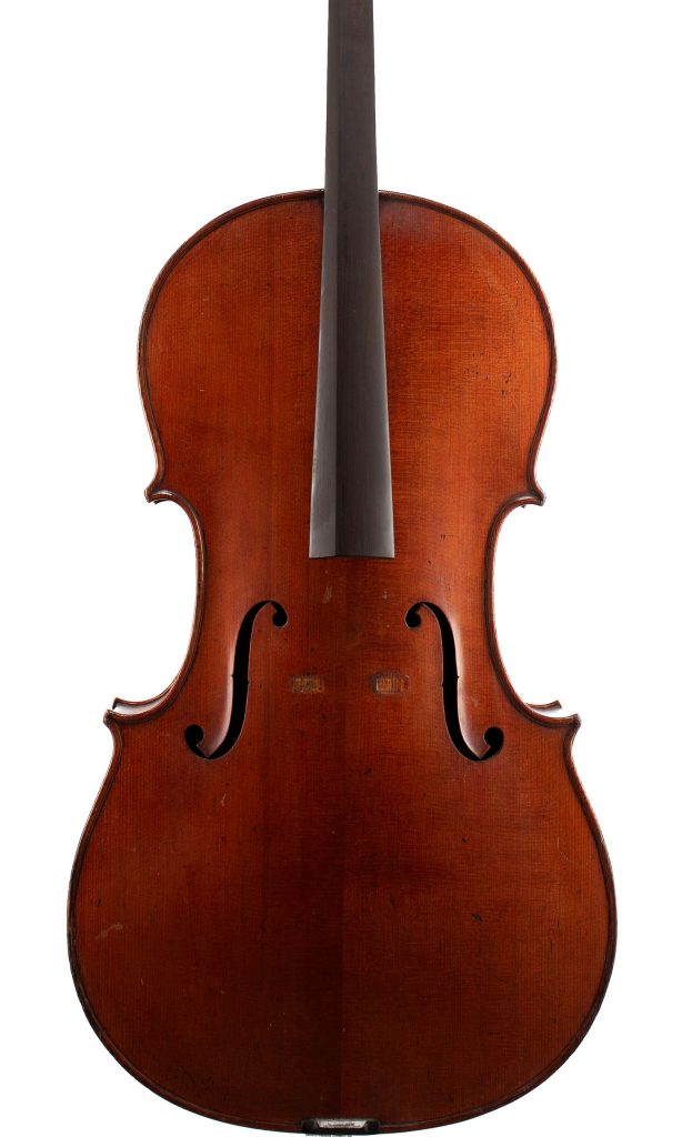 A cello by John William Owens, Leeds, 1905 — front