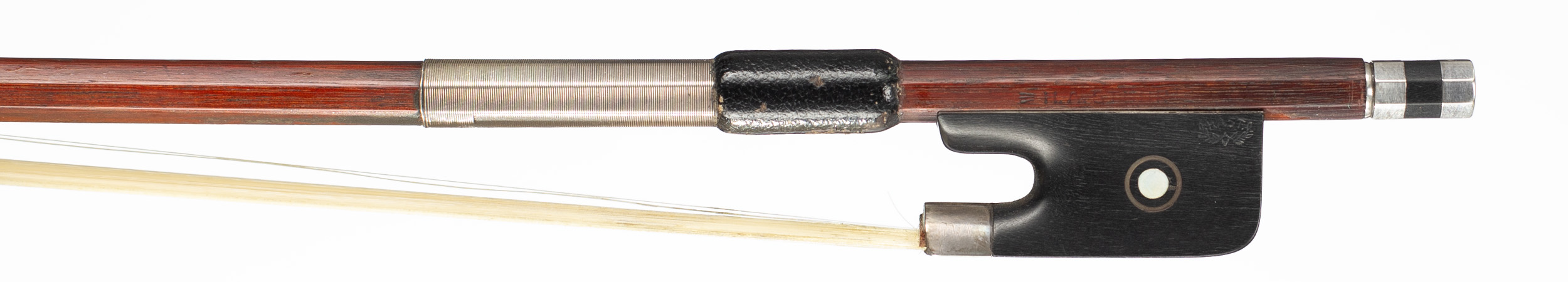 A silver-mounted viola bow by H. A. Stöhr, Germany, circa 1950 — frog