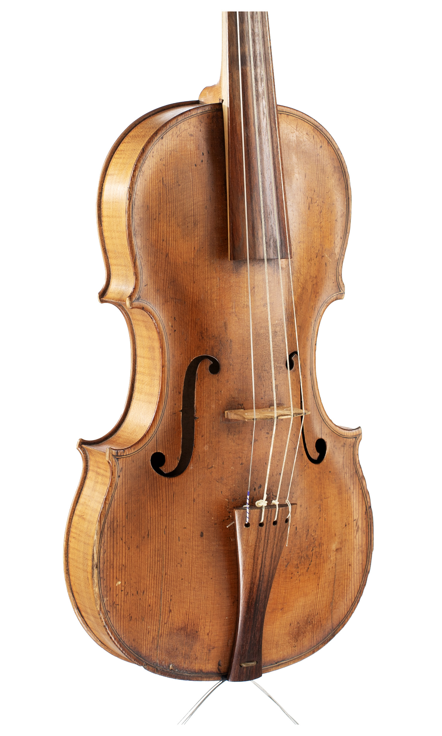 A violin by Christian Meisel, Klingenthal, circa 1810 — angled view, 30°