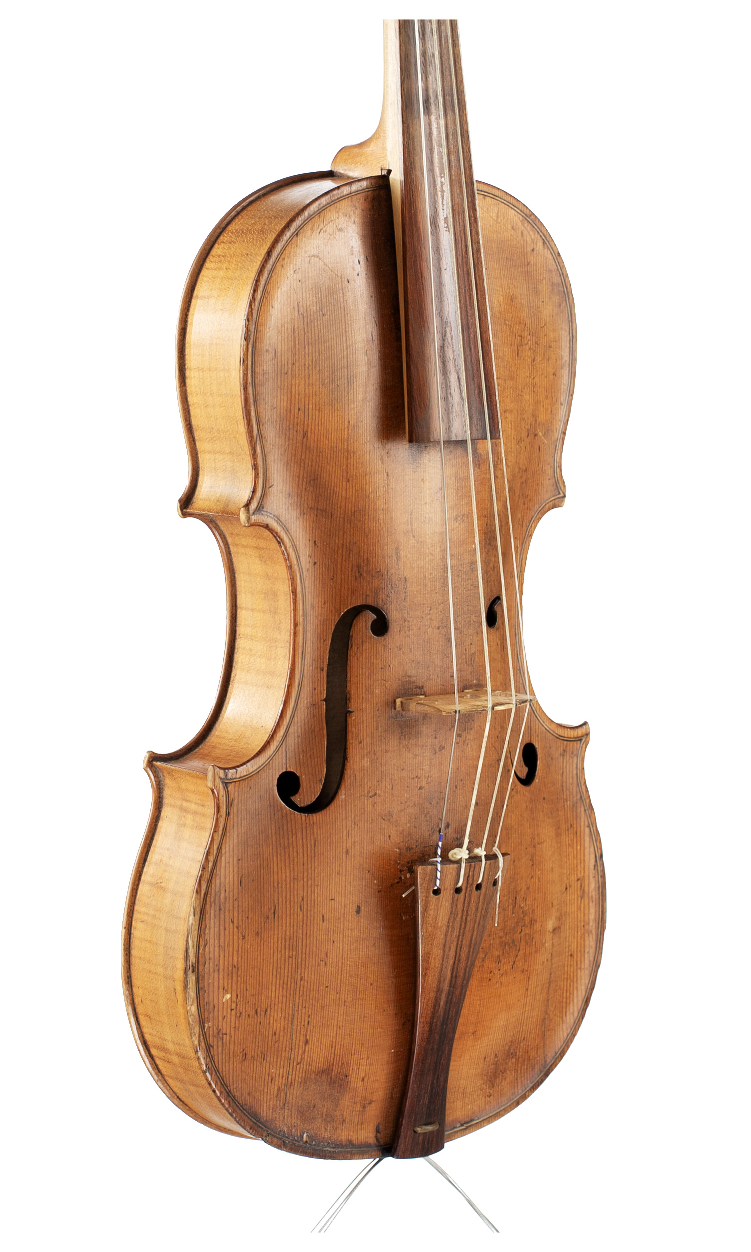 A violin by Christian Meisel, Klingenthal, circa 1810 — angled view, 40°