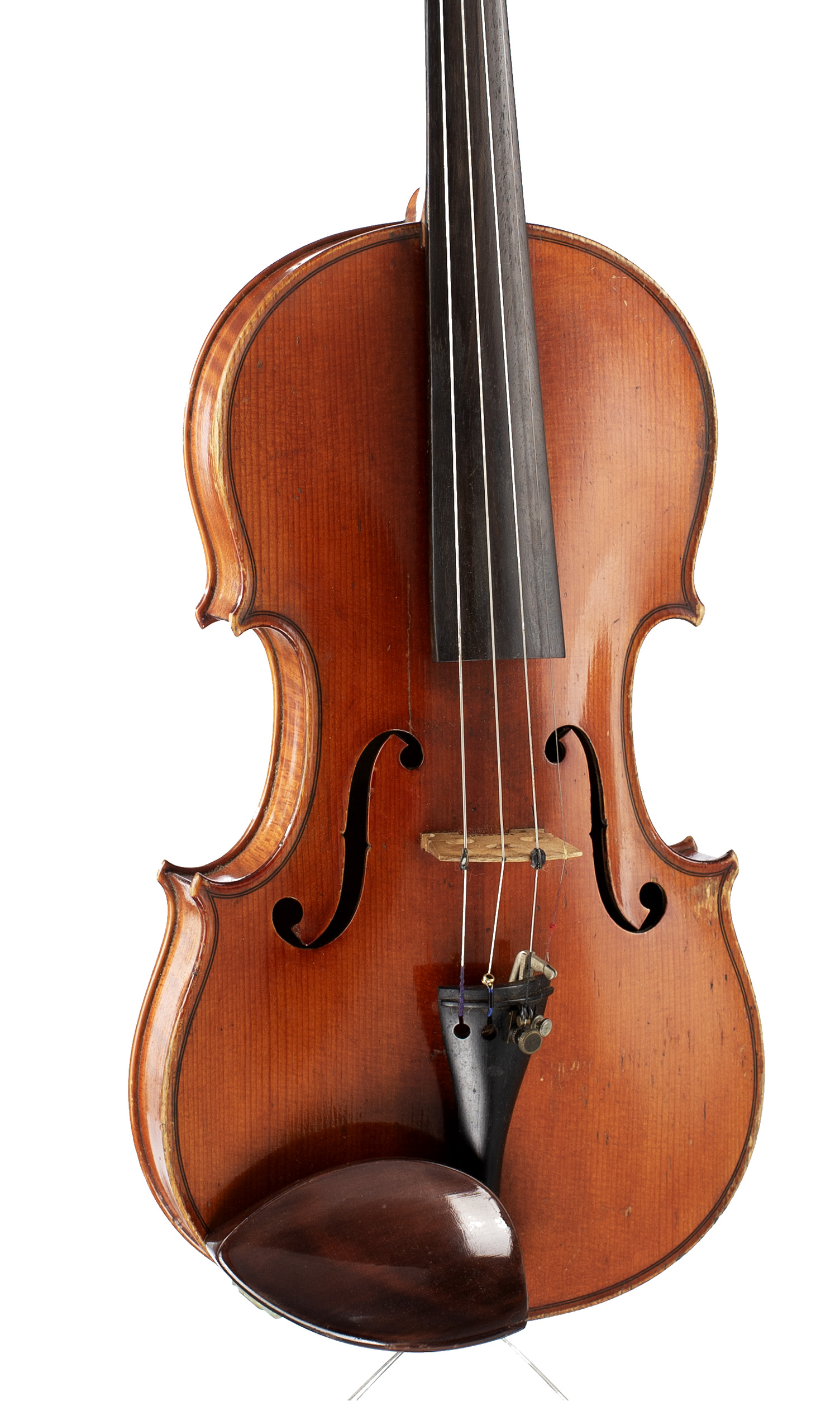 A violin by Emile Fetique, Paris, 1874 — angled view, 20°