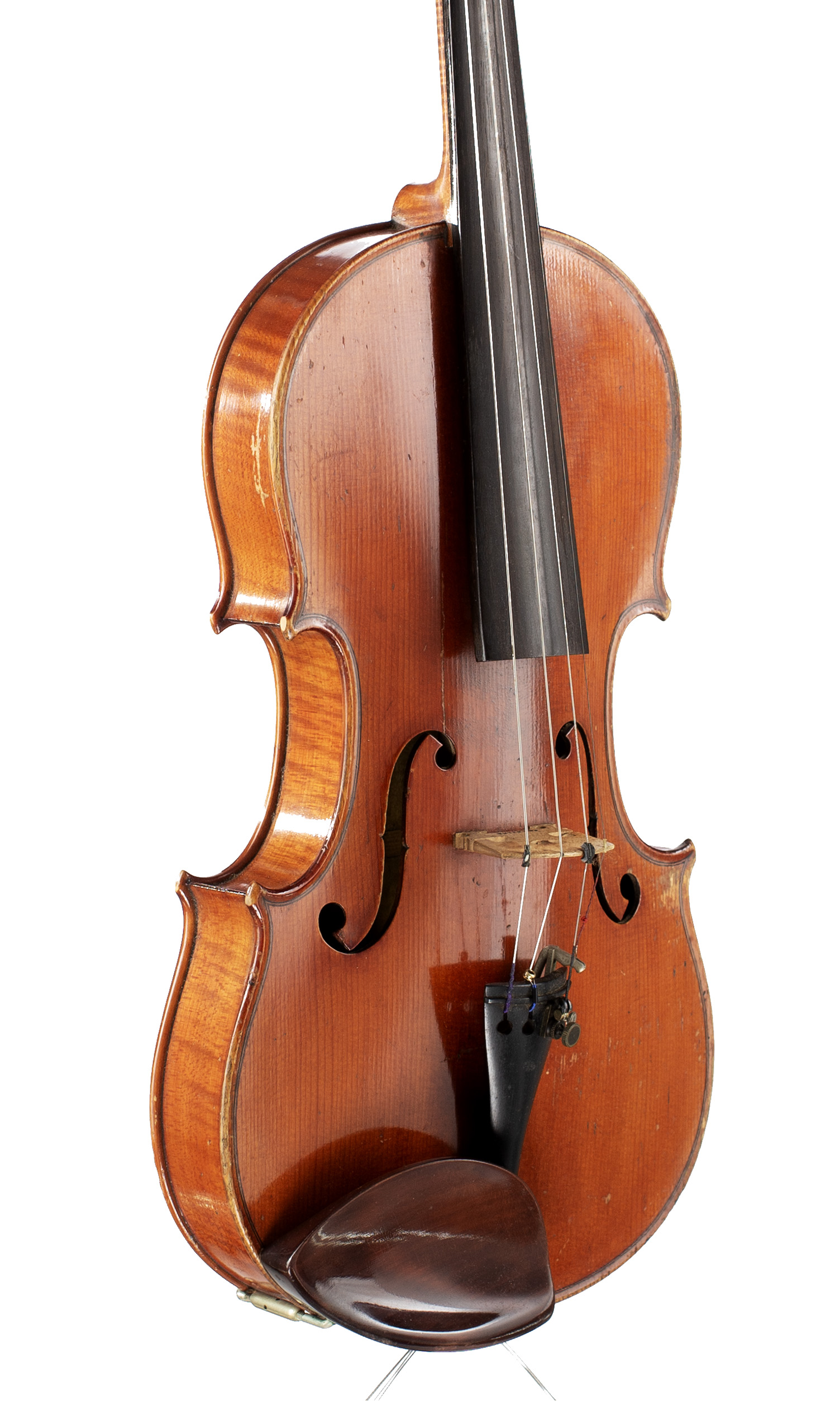 A violin by Emile Fetique, Paris, 1874 — angled view, 40°
