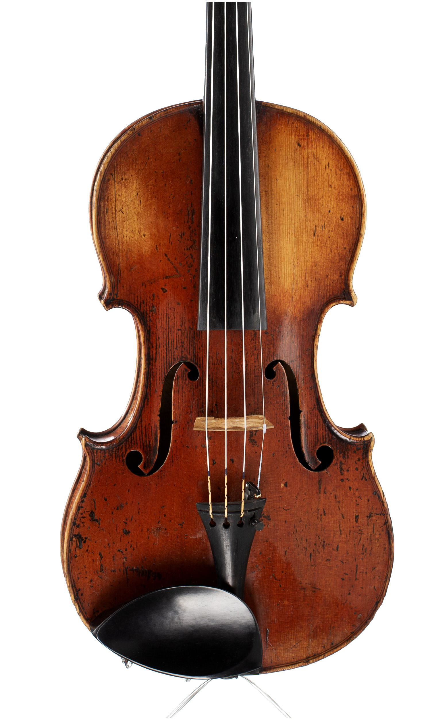 A violin by Jules Grandjon, Mirecourt, circa 1850 — angled view, 10°