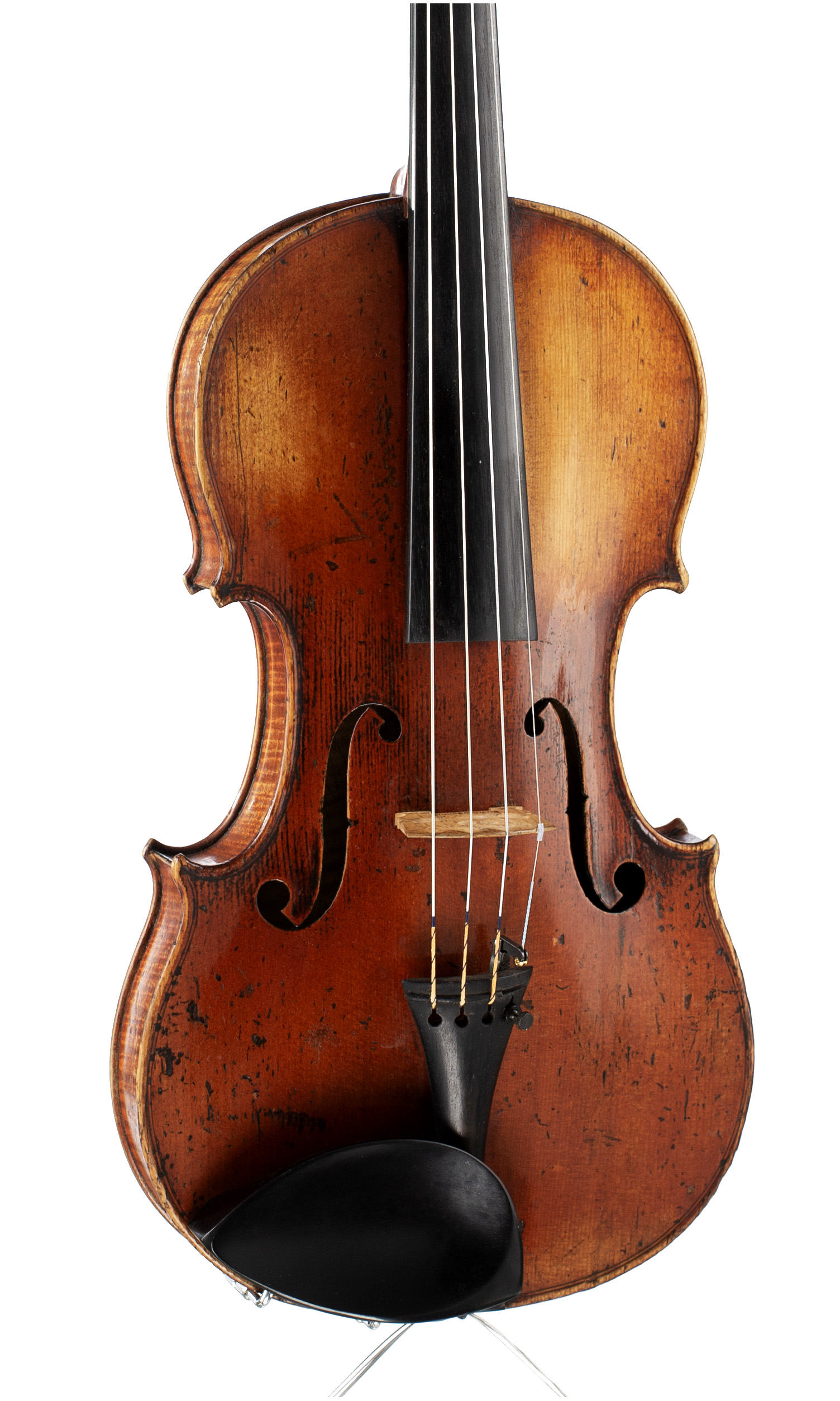 A violin by Jules Grandjon, Mirecourt, circa 1850 — angled view, 20°