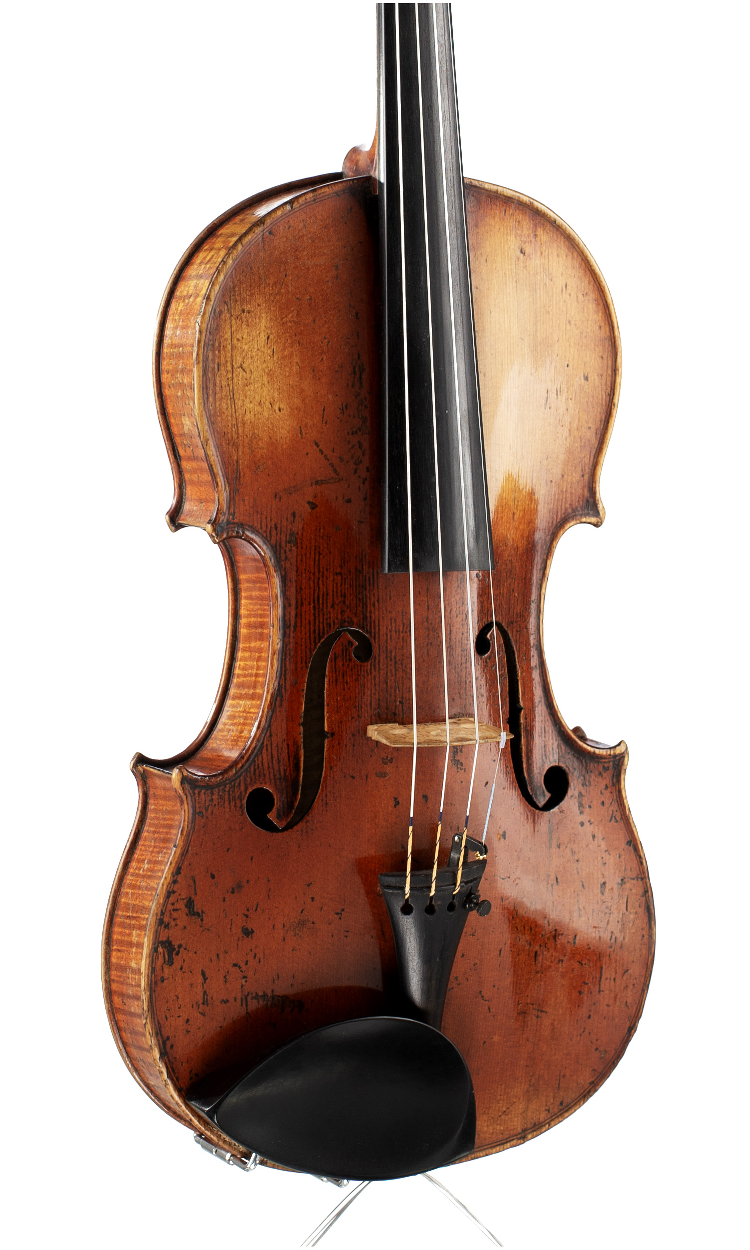 A violin by Jules Grandjon, Mirecourt, circa 1850 — angled view, 30°