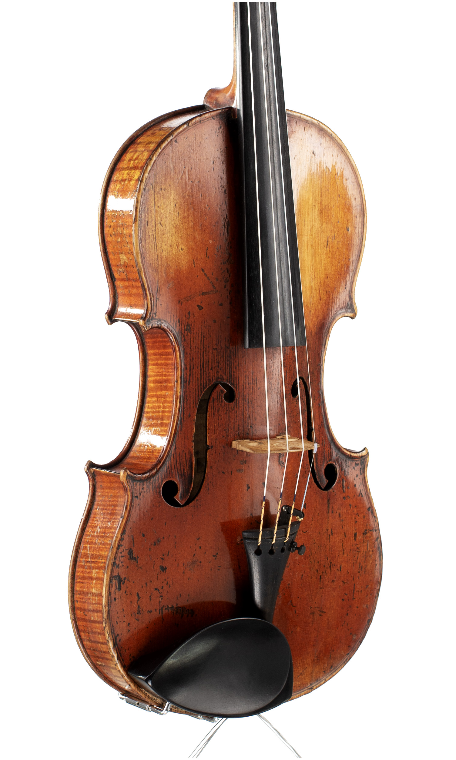 A violin by Jules Grandjon, Mirecourt, circa 1850 — angled view, 40°