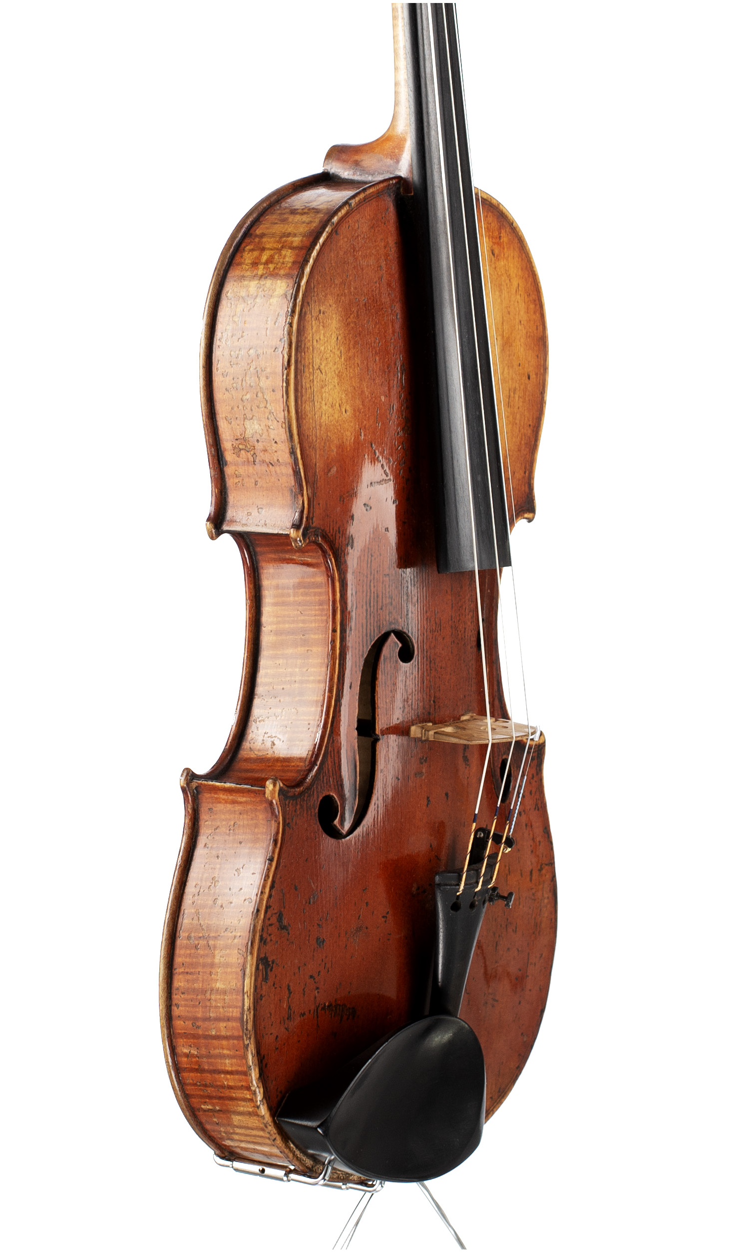A violin by Jules Grandjon, Mirecourt, circa 1850 — angled view, 60°