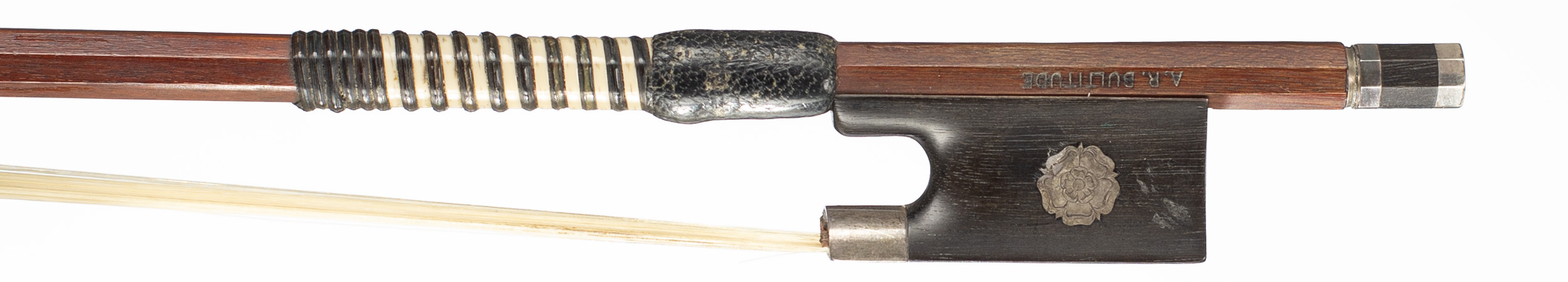 A silver-mounted violin bow by A. R. Bultitude, England, circa 1960 — frog