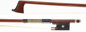A gold-mounted violin bow by Malcolm Taylor, England, circa 1992 — head and frog