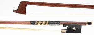 A gold-mounted violin bow by Malcolm Taylor, England, circa 1990 — head and frog