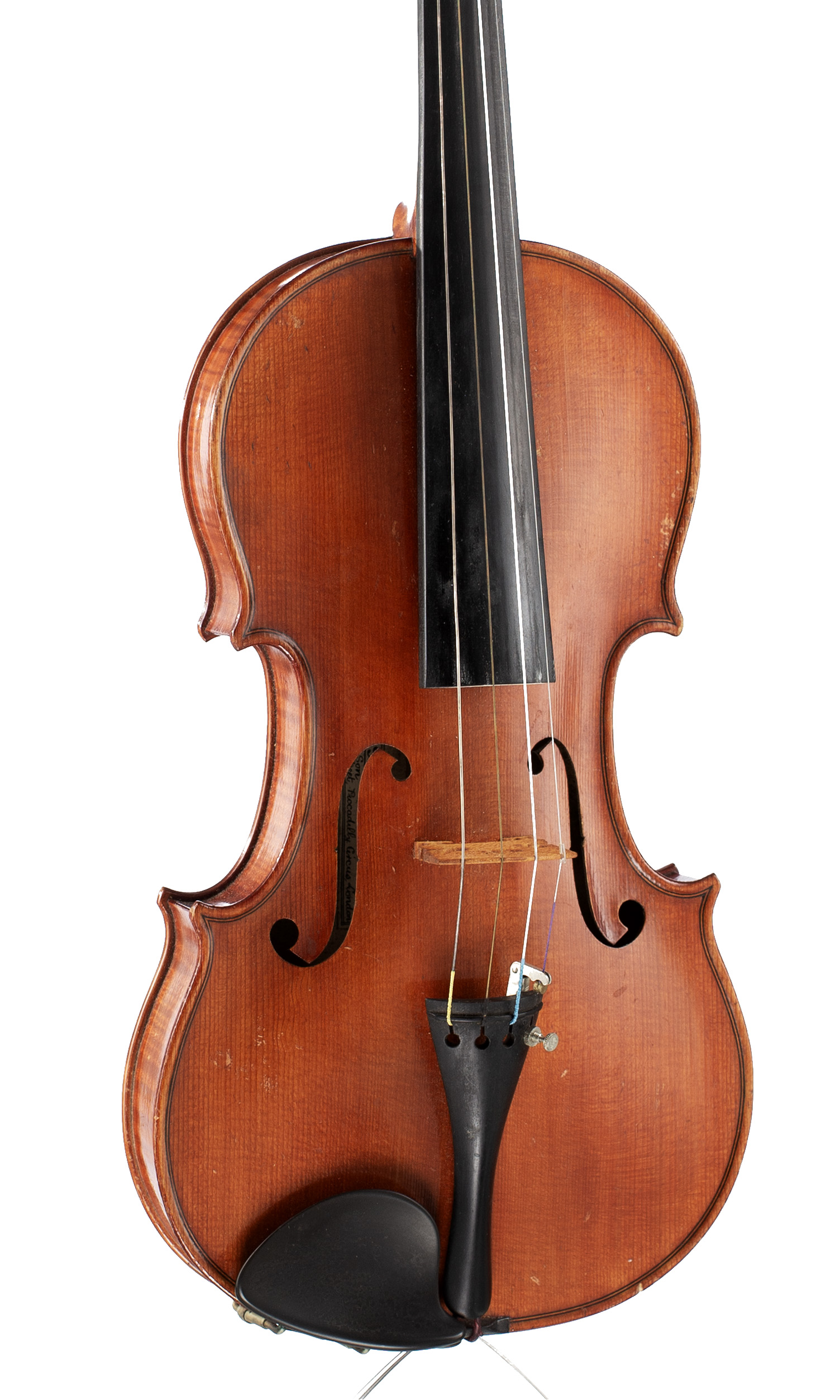 A violin by Louis Milton, 1925 — angled view, 20°