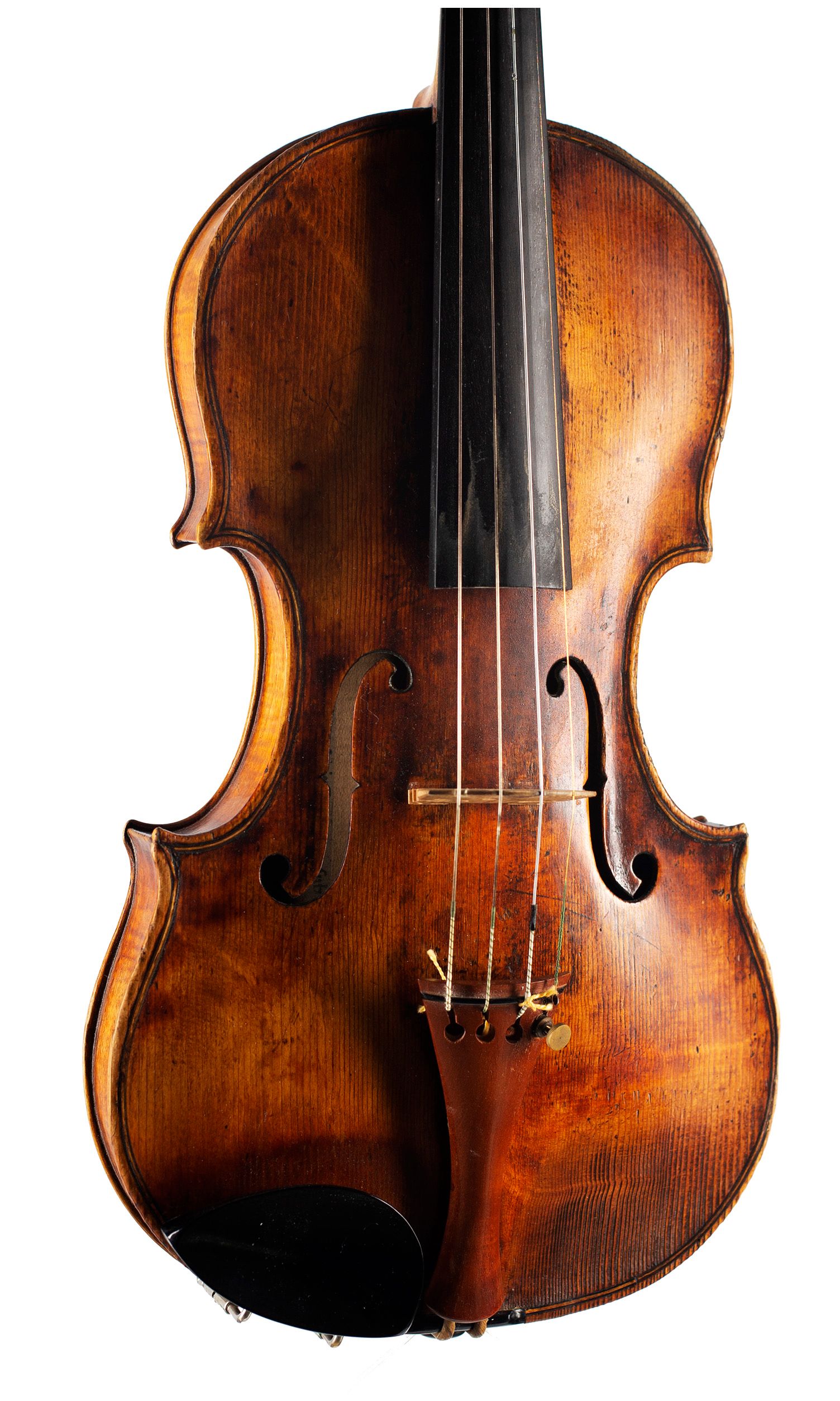 Violin by Gaetano Pasta, Brescia, circa 1750 — angled view, 20°