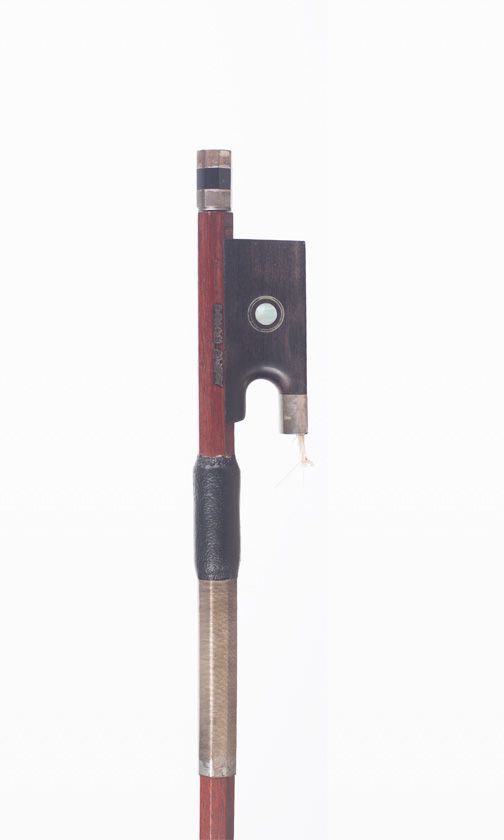 A silver-mounted violin bow by Brian Alvey, London — frog detail