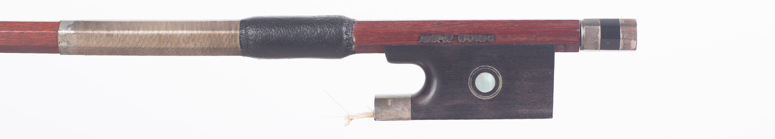 A silver-mounted violin bow by Brian Alvey, London — frog