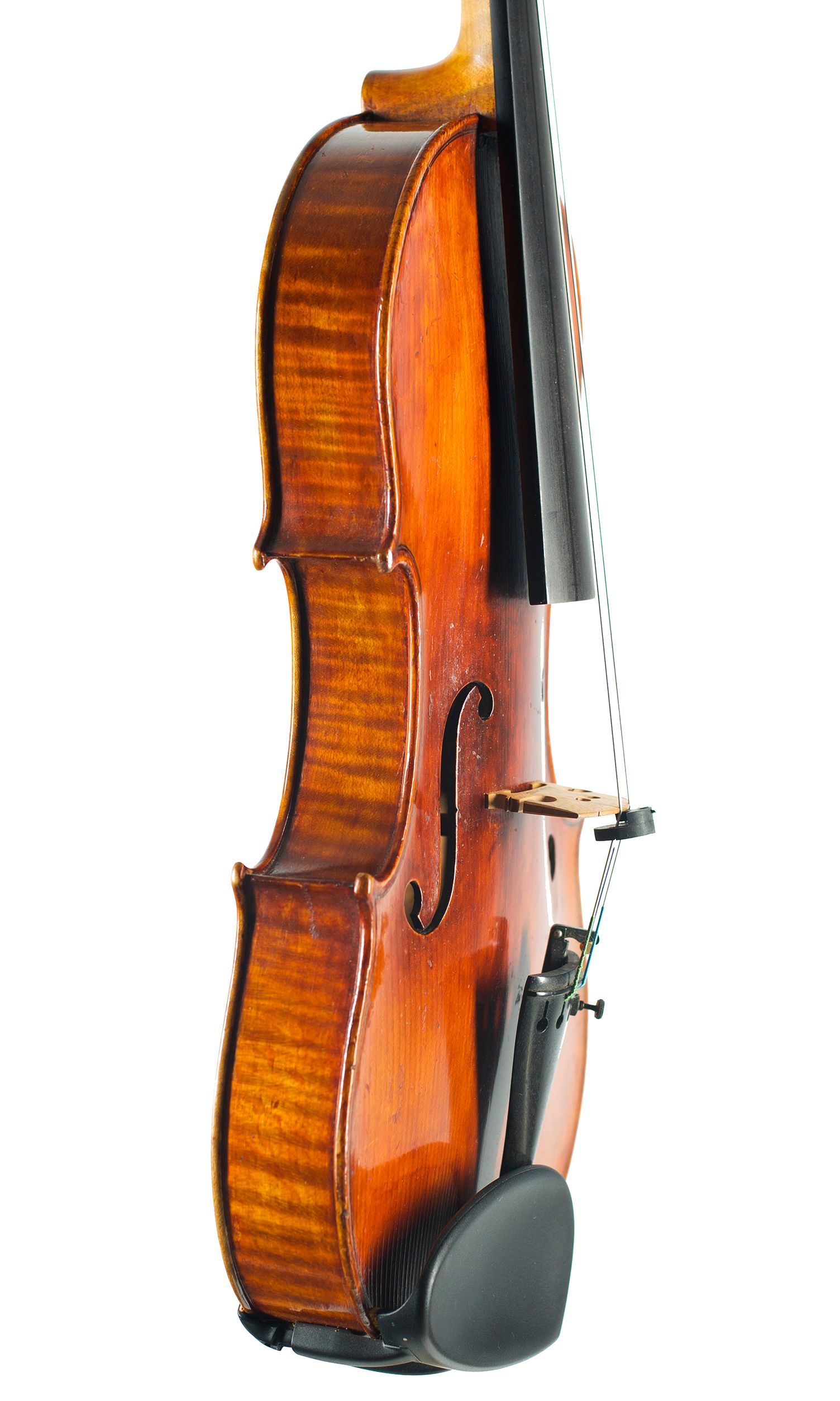 Violin by Frederick William Chanot, London, 1897 — angled view, 70°
