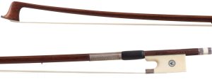 A silver and ivory mounted violin bow by Egidius Dörfler, Germany — head and frog