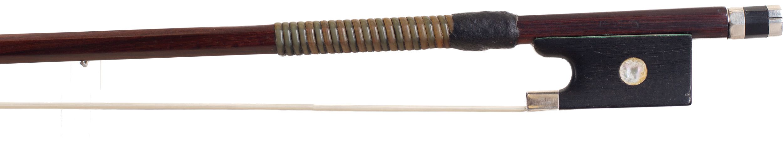 A silver-mounted violin bow by John Dodd, England — frog