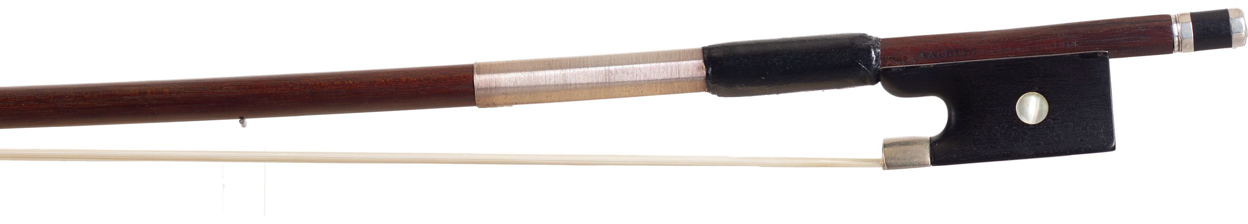 A silver-mounted violin bow by Albert Nürnberger, Germany — frog
