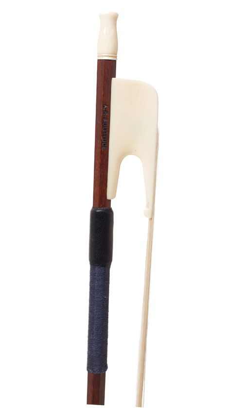 An ivory-mounted viola bow by A. R. Bultitude, England — frog detail