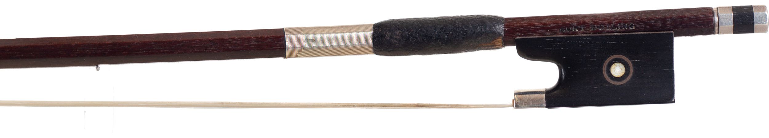 A silver-mounted violin bow by Kurt Dölling, Germany — frog