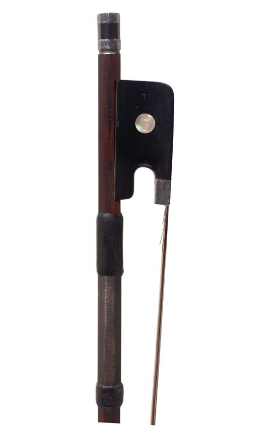 A silver-mounted cello bow by Albert Nürnberger, Germany — frog detail