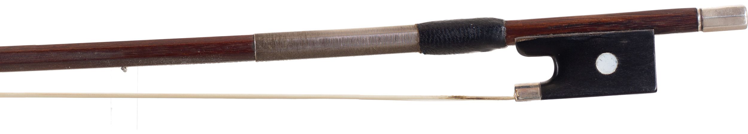 A silver-mounted violin bow by Albert Nürnberger, Germany — frog