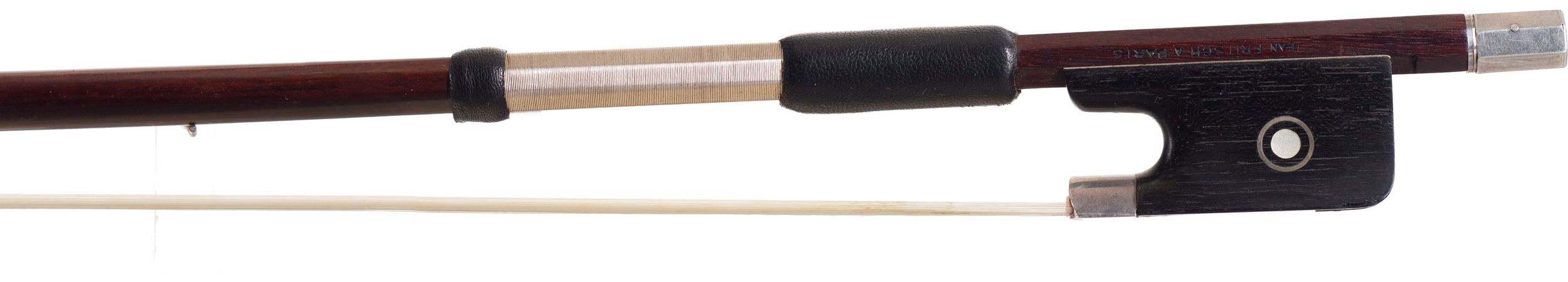 A silver-mounted violin bow by Louis Morizot, France — frog