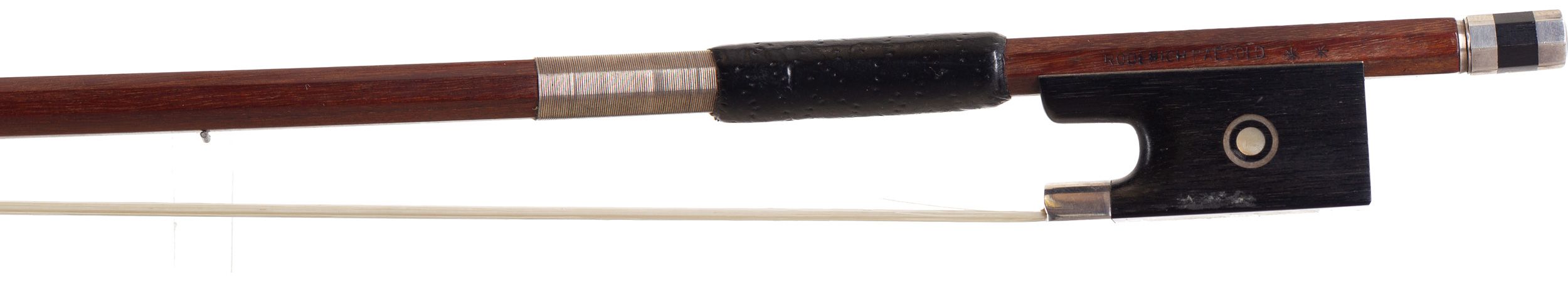 A silver-mounted violin bow by Roderich Paesold, Germany — frog