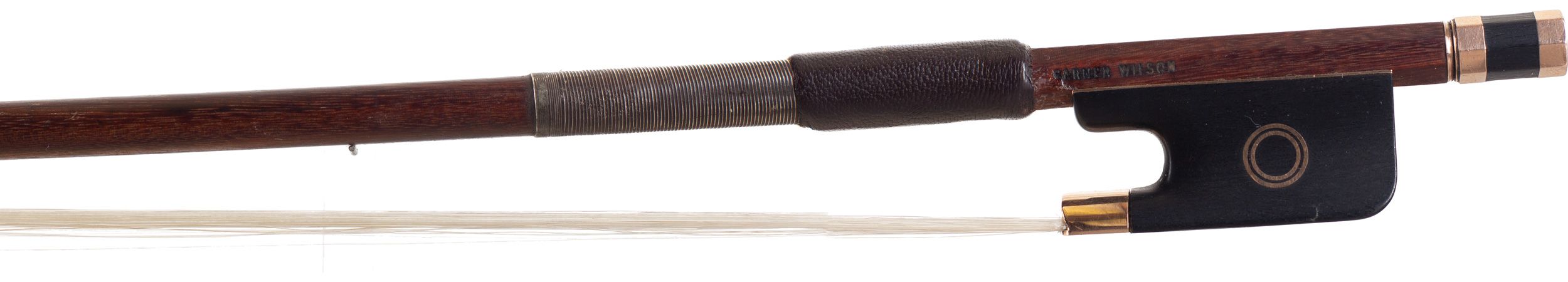 A gold-mounted cello bow by Garner Wilson, England — frog